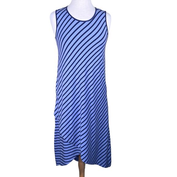 Soft Surroundings Women’s Cotton Blend Blue Striped Maxi Sun Dress XS Petite - Picture 1 of 10